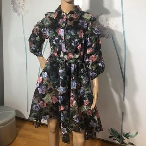 Long floral vest organza